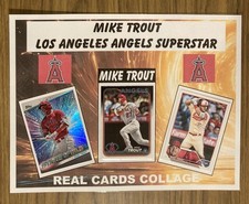 Mike Trout Real Cards Collage - Hand Made and Laminated-With Real Cards
