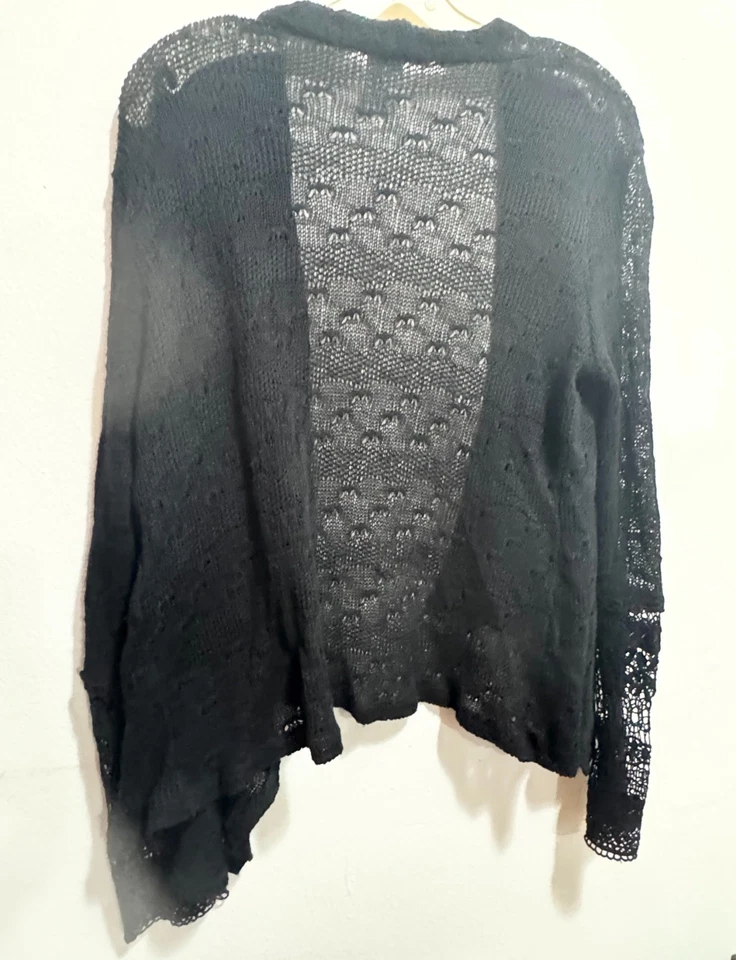 Cardigã American Rag crochê renda rosto aberto suéter de malha tamanho M - Imagem 4 de 4
