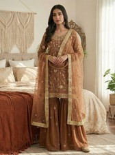 New Pakistani Kurta Sharara Set Wedding Party Wear Outfit Festival Wear Drees