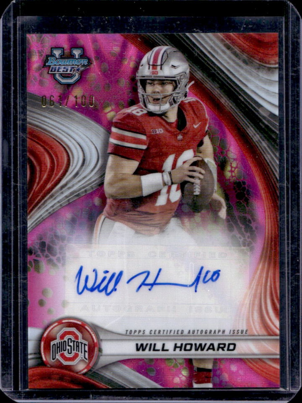 2024 Bowman Best U Will Howard Auto Pink Lava Refractor #61/100