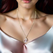Trendy elegant 14 K Gold Plated White Zircon Heart Necklace