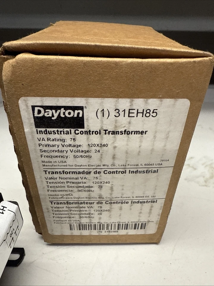 (NEW IN BOX) Dayton 31Eh85 Control Transformer, 75 Va, 55°C, 24V Ac, 120/240V Ac - Image 2 of 3