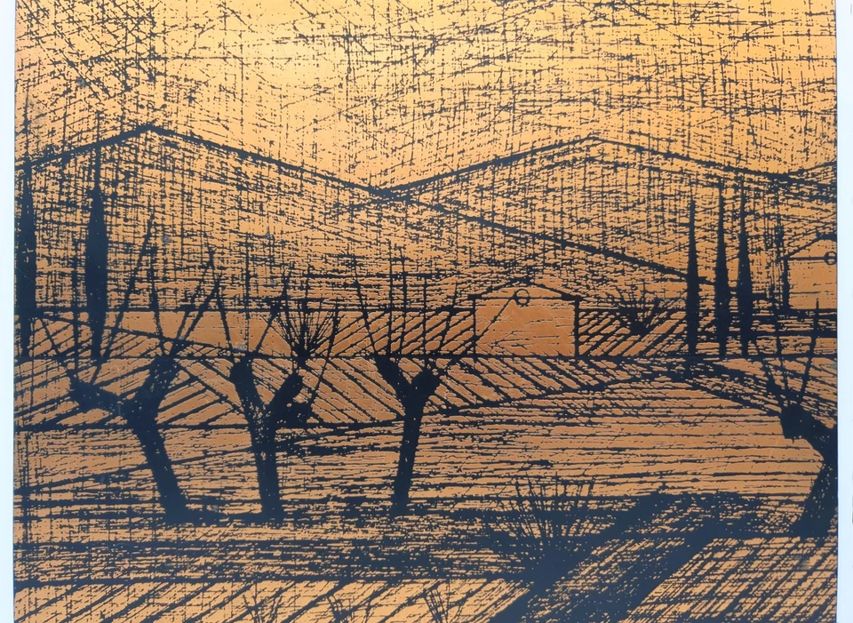 Bernard Buffet - Matrice de gravure en cuivre - Provence perdue - Ca. 1960 - Photo 3/4