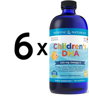 6 x Nordic Naturals Children's DHA, 530mg Strawberry - 473 ml. (126,85 EUR/L)