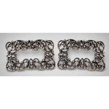 Vintage Musi Shoe Clips 1" x 1.5" Antqued Siver-tone Shoe Ornament Designer acc-