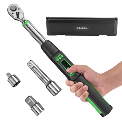 Taskstar 3/8'' Digital Torque Wrench 0-220Nm ±2% Accuracy LED &Buzzer Car Repair