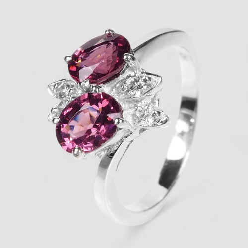 Charming Pink Rhodolite Garnet 925 Sterling Silver Handmade Two Stone ...
