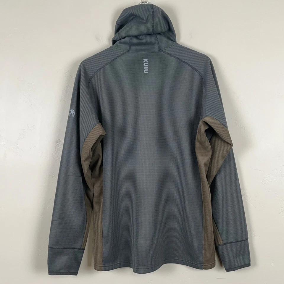 KUIU Jacket Men L Hunting Outdoor Grid Fleece Hooded Full Zip Gray Olive - Image 2 of 4