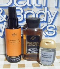 BATH  BODY WORKS Men's 3pc TRAVEL SIZE Set New MAHOGANY TEAKWOOD 31/1754 