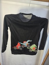 Kids Sweater Black Long Sleeve Dinosaur Graphic Pullover Unisex Shirt Size 130