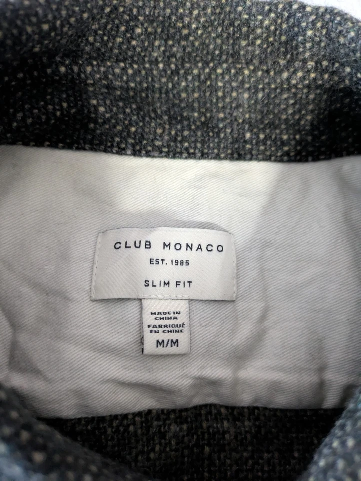 Club Monaco Wool Slim Fit Shirt Size Medium Charcoal Button Up - Image 4 of 4