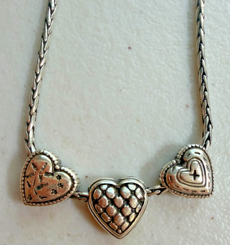 Brighton Enchanted Hearts Silver Sliding Charms Anklet Vintage Puffy Charms!