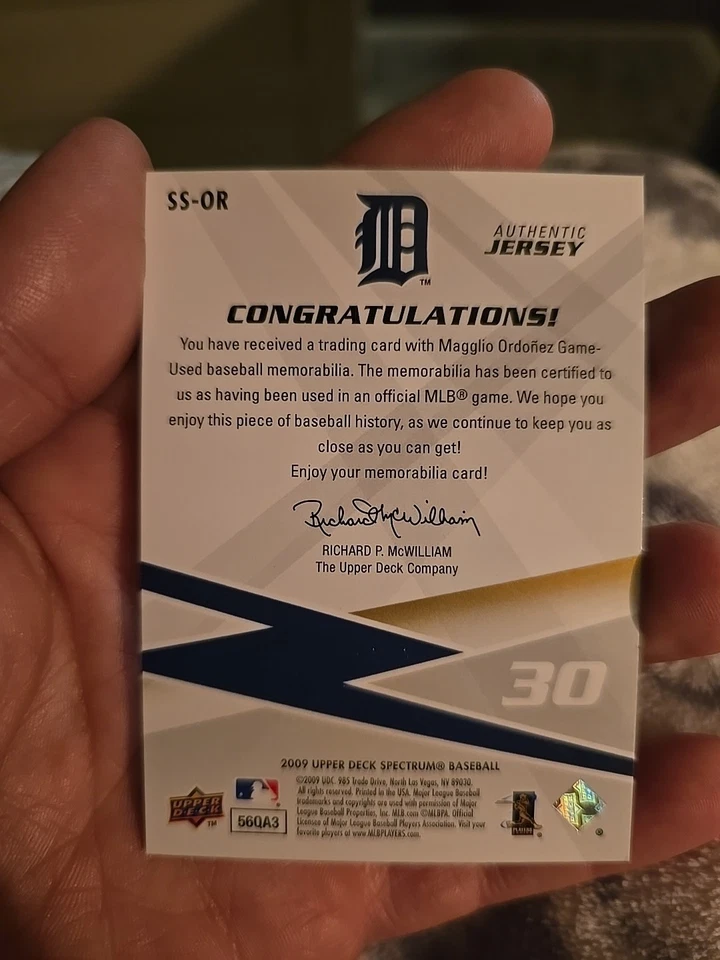 2009 Upper Deck Spectrum - Spectrum Swatches Magglio Ordonez #SS-OR (MEM) /99 - Image 2 of 3