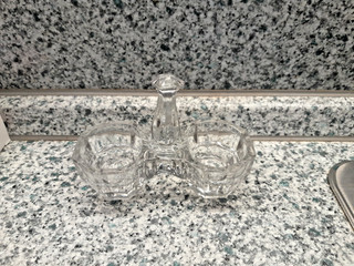 Original DDR Glas Menage für Salz und Pfeffer Vintage geschirrspülergeeignet