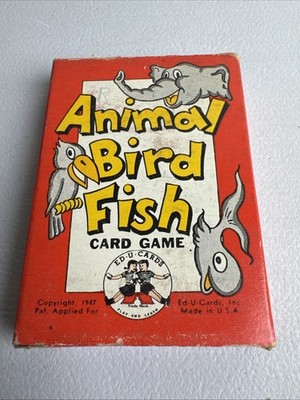 VINTAGE 1947 ED-U-CARDS ANIMAL BIRD FISH CARD GAME COMPLETE 36 CARDS