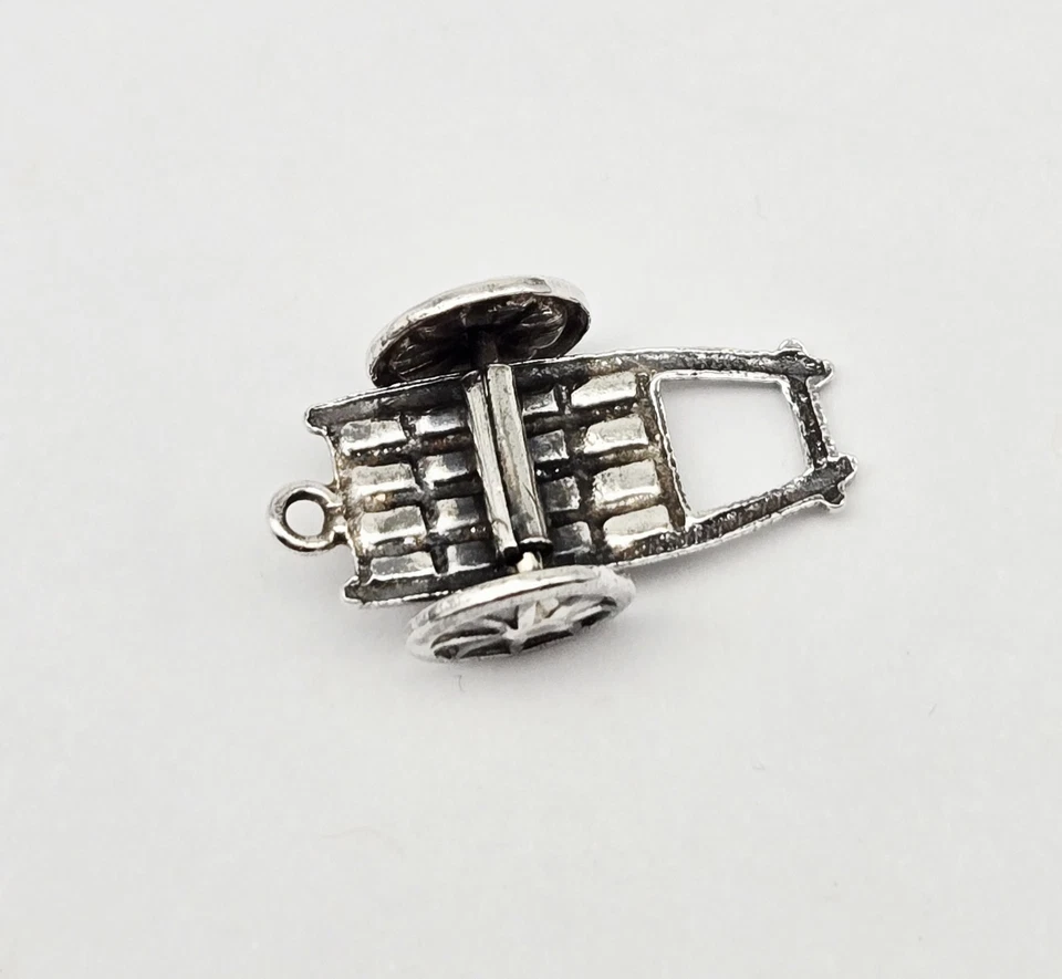 Colgante con dije articulado rickshaw carro rueda plata esterlina 925 de colección - 1,6 g Foto 4 de 4