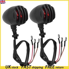 2x Motorcycle Bullet Turn Signal Red Lights Black Indicator For Bobber Chopper