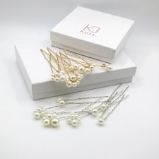 Pearl Cluster 7 PC Bridal Hairpin Set, Wedding Pearl U-Shape Headpins for Brides
