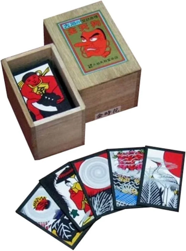 Hanafuda Ooishi Tengudo Kintokihana boîte en bois cartes à jouer japonaises p... - Photo 1/1