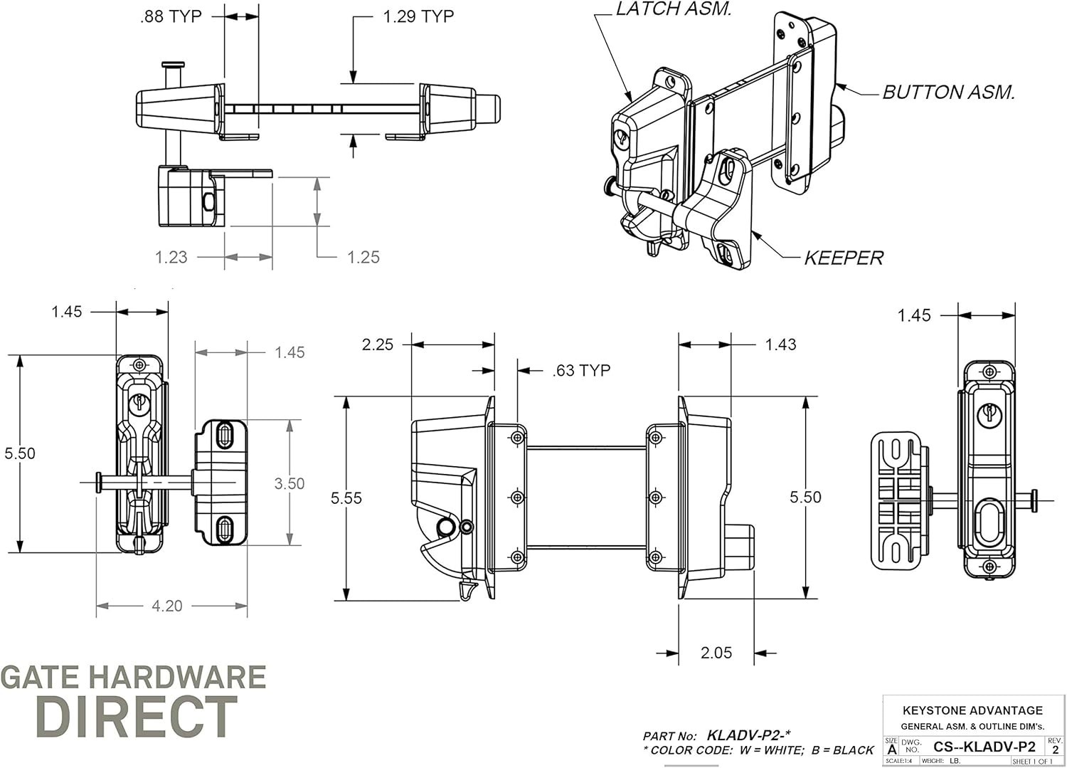 Keystone 2-Sided Gravity Gate Latch | Keyed Alike | Durable & Easy to Install