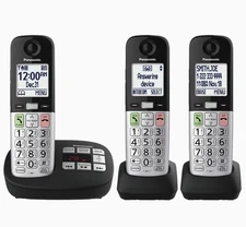 Panasonic Expandable Cordless Phone Answering Machine Call Block 3 Handset Black