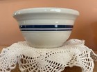 Roseville Pottery 2 Quart Stoneware Mixing Bowl Blue Stripes Heavy Ohio USA — photo 1