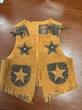 Vtg John R. Craighead Small Childrens Brown Leather Sheriffs Vest Costume USA OC