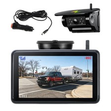 Wireless Solar Magnetic Backup Camera 5" Touch IPS Monitor DVR BSD AI Detection