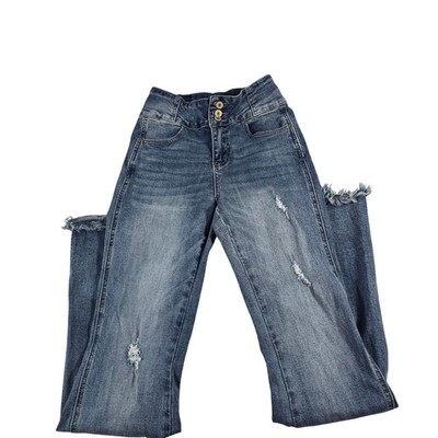 KanCan High Rise Distressed Skinny Jeans Medium Wash KC5203M Size 3/25