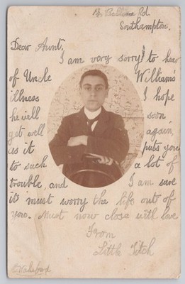 RPPC Young Man Portrait E Wakeford Paget Self Toning Southampton c1905