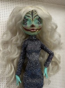 OOAK Monster High Doll Repaint Unique Creepy Alien Girl With Dress No Shoes