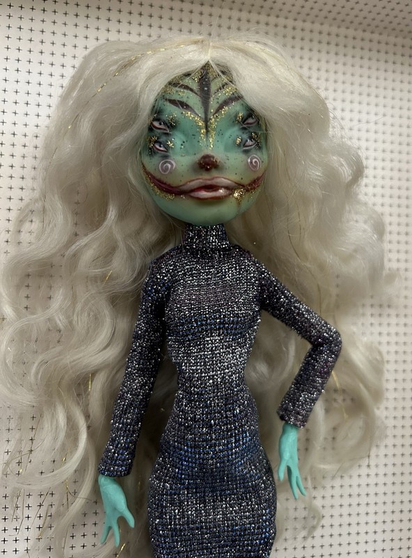 OOAK Monster High Doll Repaint Unique Creepy Alien Girl With Dress No Shoes