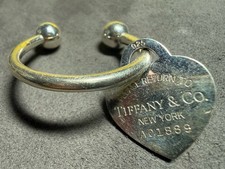 Sterling Silver Return To Tiffany Co Heart Tag Key Ring Purse Charm 2001 XL