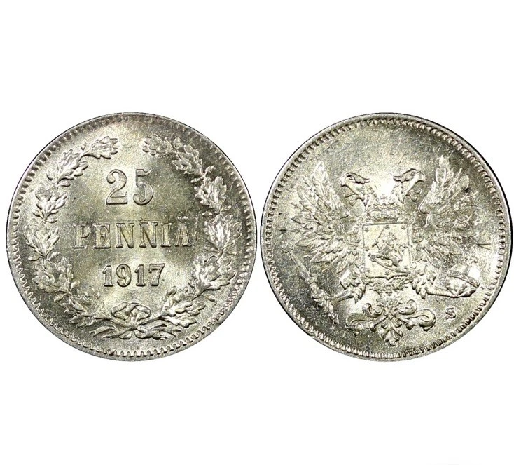 フィンランド 25ペンニ 1917 【NGC MS65】 世界コイン フィンランド 50