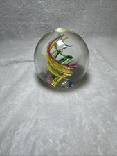 Discontinued Vintage Art Glass Rainbow Swirl Sphere Paperweight