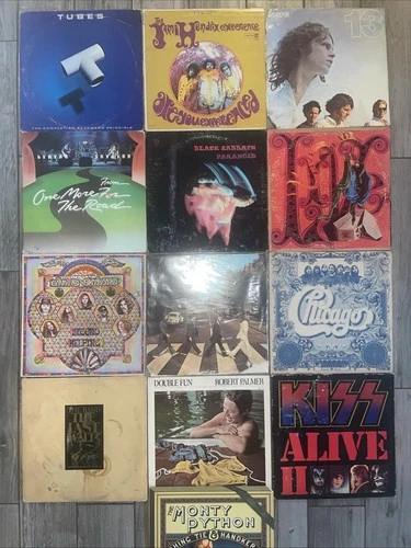 LOT OF 13 LPs Beatles Doors Grateful Dead Hendrix Black Sabbath Kiss RECORDS