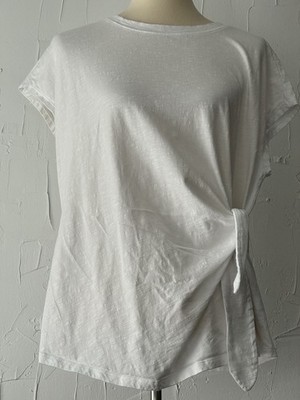 Time & Tru White COTTON Tshirt SzXXL Side Tie Sleeveless Dolman