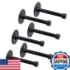 1/2" Industrial Black Iron Pipe Shelf Brackets Rustic Wall Mounted DIY Shelving