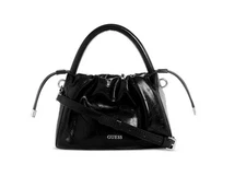GUESS Amy shiny faux-leather drawstring women's small crossbody bag - Black