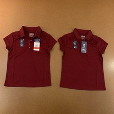 Lot of 2 IZOD Girls Size 6/6X Burgundy Uniform Short Sleeve Polo NWT