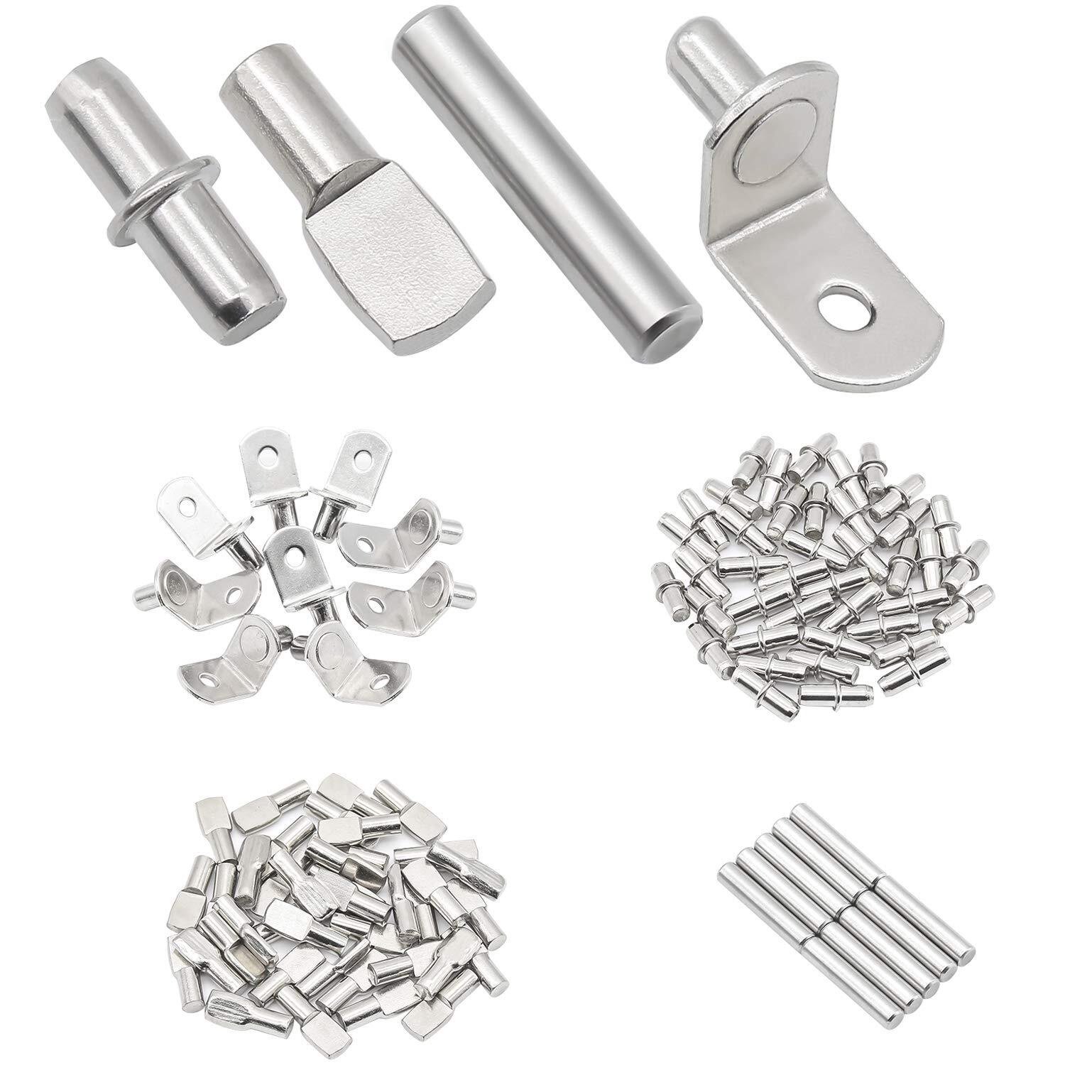 4 Styles 100PCS Nickel Shelf Bracket Pegs for Cabinet Furniture & Shelves