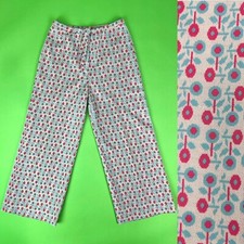 Vintage 70s Pastel Pink Blue Flower Power High Waisted Cropped Pants - 28  Waist
