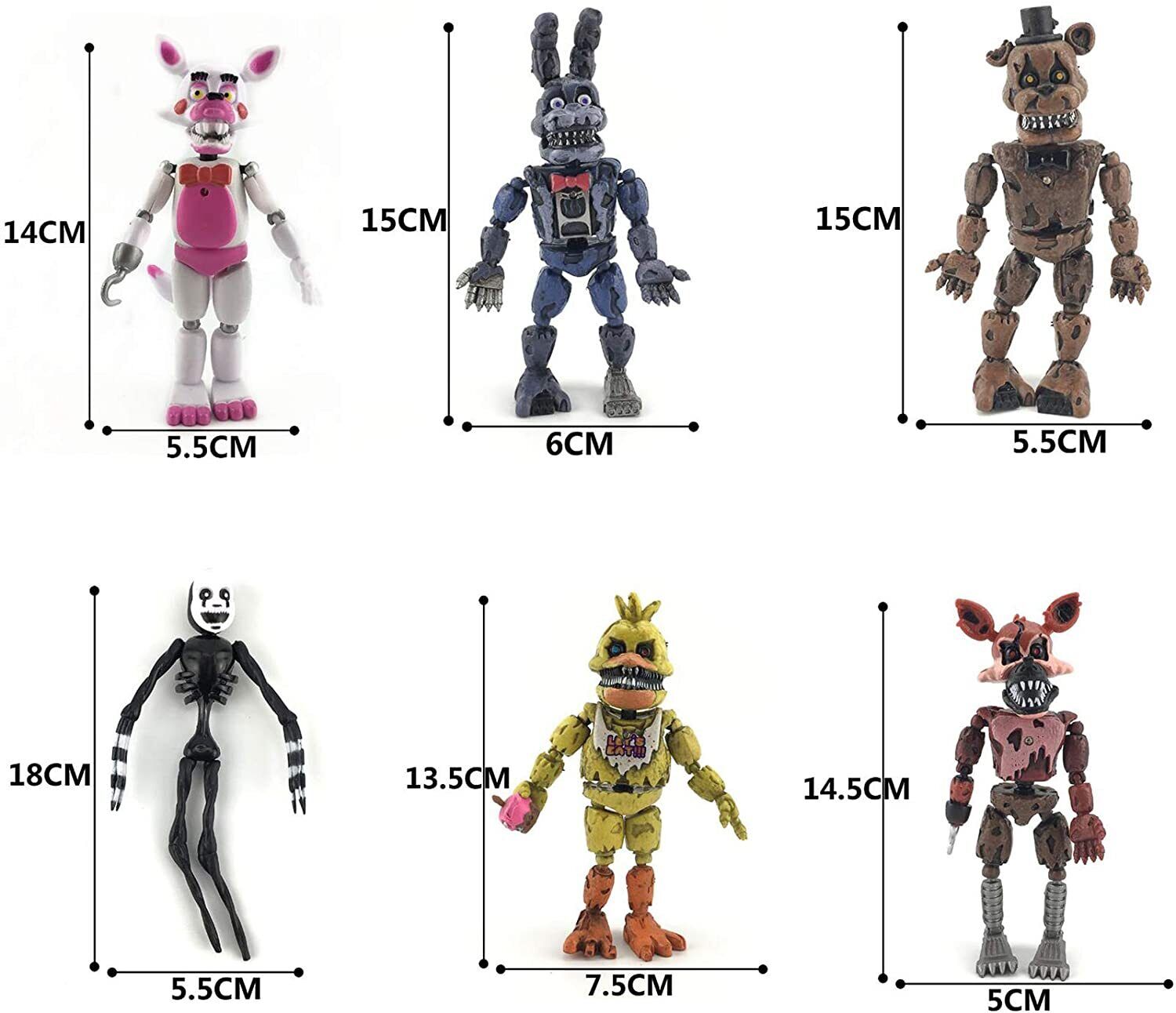 Michellecmm 6PCS A Set Fnaf Five nights at freddy's #39;s 10cm