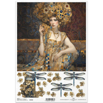 ITD Reispapier Decoupage Bastelpapier Serviettentechnik-R2408 Frau, Libellen