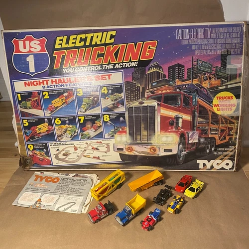 Vintage Tyco US1 Electric Night Haulers Trucking Set HO Scale + Extras As Shown