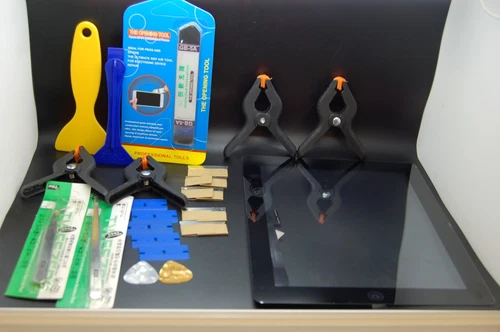 ipad 4 digitizer black  replacement set & tools,home button & adhesive installed