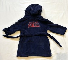 Boy's Batman Robe Gap Kids Blue w/ Bat Symbol Hood Ears Size 4 DC Comics Fuzzy