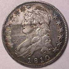 1810 Toning Capped Bust Half Dollar Extremely Fine XF Coin, Issues #10284
