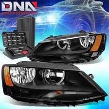 For 2011-2018 Vw Jetta 4-door Black Housing Amber Signal Headlight Lampstools