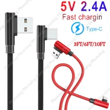 3/6/10Ft 90Degree Right Angle Type USB C Fast Charge Cable For Samsung iPhone15